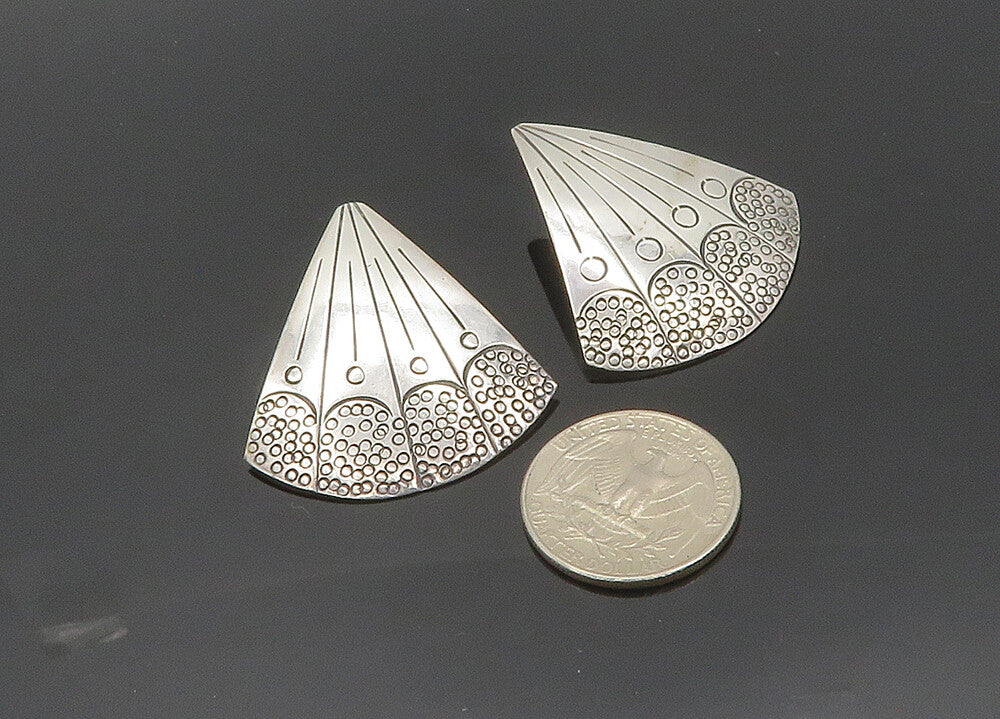 BENSON SAM ZUNI 925 Silver  Vintage Etched Detail Fan Drop Earrings  EG10028