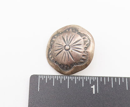 SOUTHWESTERN 925 Sterling Silver Vintage Carved Floral Dome Earrings EG12351