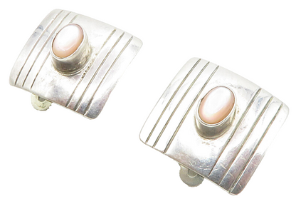 FRANK RAMONE NAVAJO 925 Silver  Vintage Mother Of Pearl Drop Earrings  EG7062