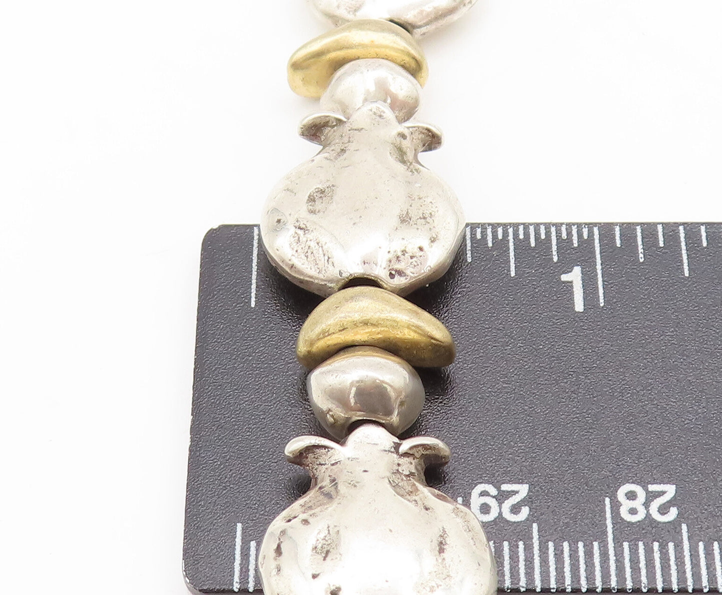 DANON 925 Sterling Silver  Vintage Bag & Pebbles Connect Bracelet BT9876