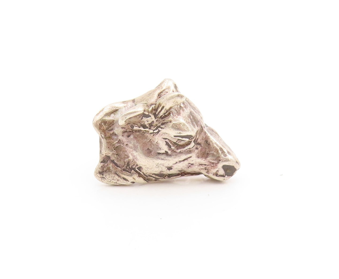 925 Sterling Silver Vintage Pin Etched Bull Head Sculpture Design Charm  TR4045