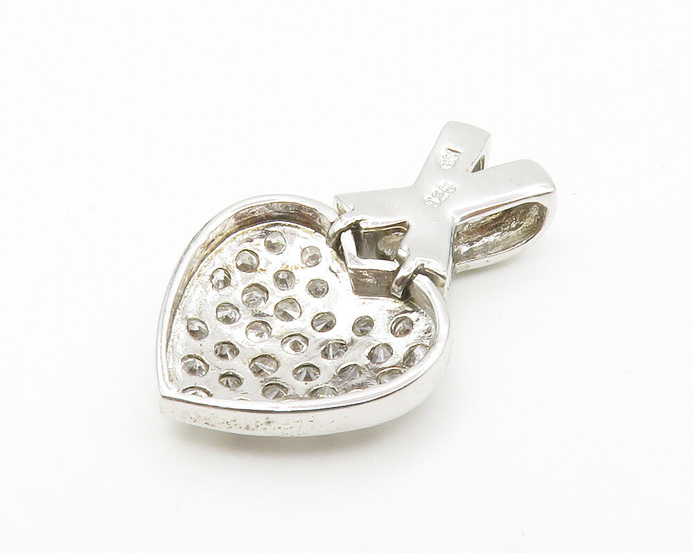 925 Sterling Silver  Cubic Zirconia Encrusted Love Heart Pendant  PT10965