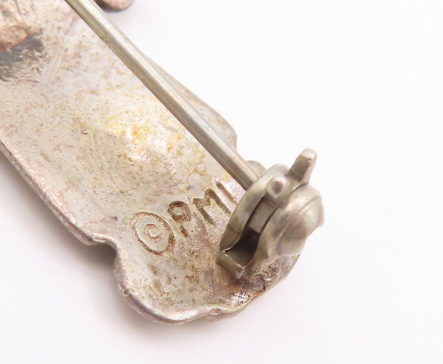 925 Sterling Silver Vintage Brooch Pin PMI Carved Cute Little Girl  BP10959
