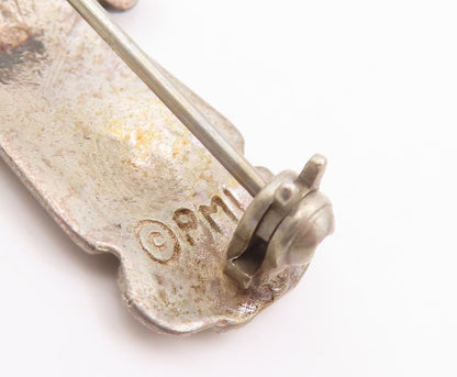 925 Sterling Silver Vintage Brooch Pin PMI Carved Cute Little Girl  BP10959