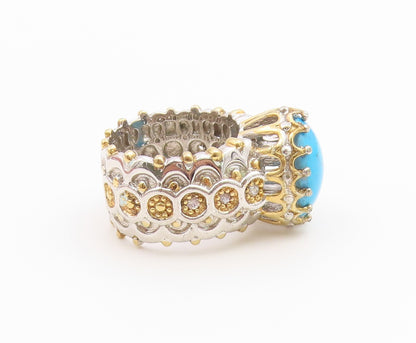925 Sterling Silver Vintage Ring MICHAEL VALITUTTI Turquoise & CZ  Sz 6  RG36687