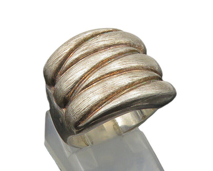 925 Sterling Silver  Vintage Fluted Square Design Band Ring Sz 6  RG23198
