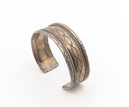925 Sterling Silver Vintage Bracelet NAVAJO Etched Twisted Wire Cuff  BT12027