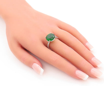 925 Sterling Silver Vintage Ring Minimalist Round Green Halo CZ  Sz 7.5 RG29517