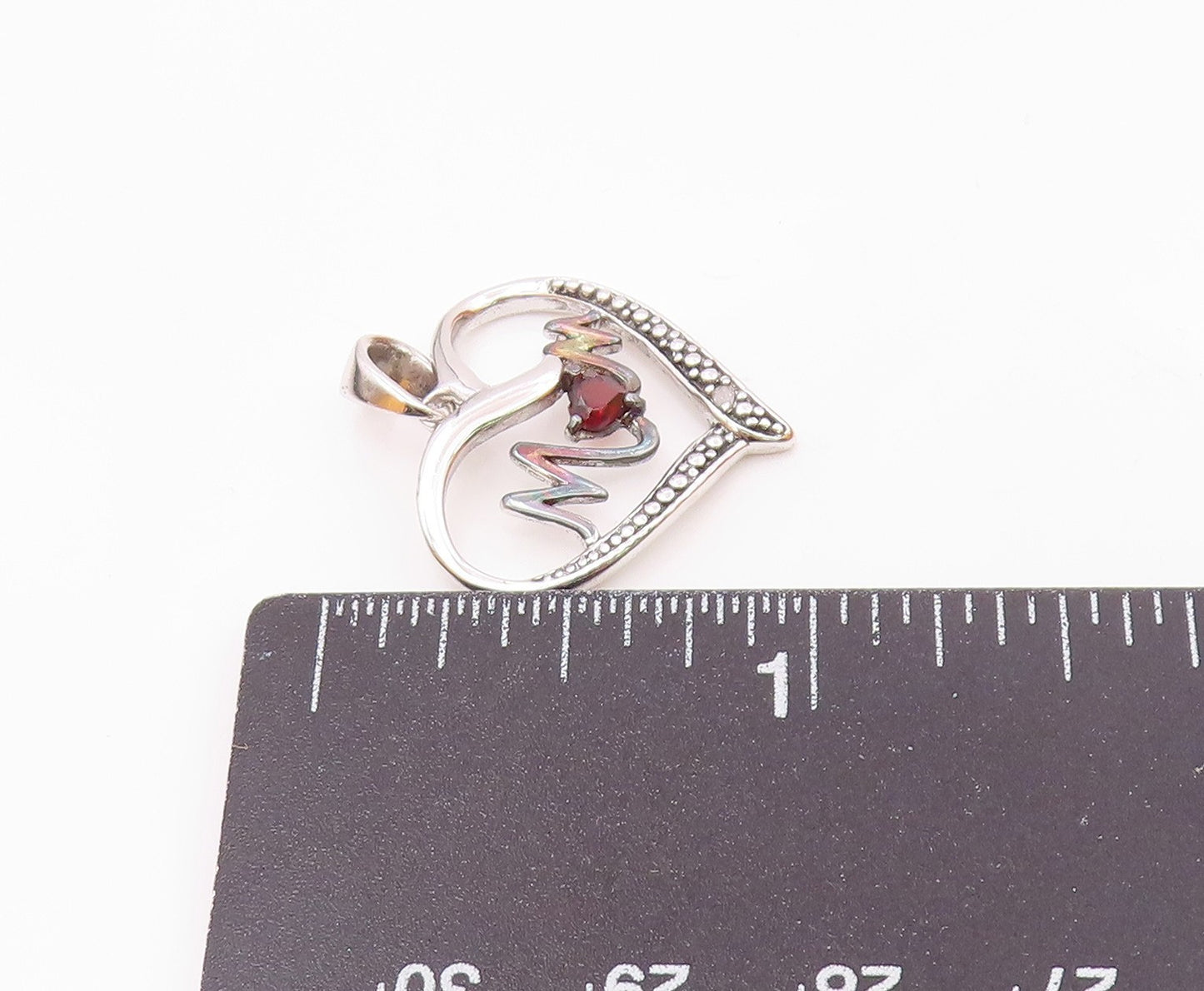 925 Sterling Silver  Vintage Genuine Diamond Mom Love Heart Pendant  PT17622