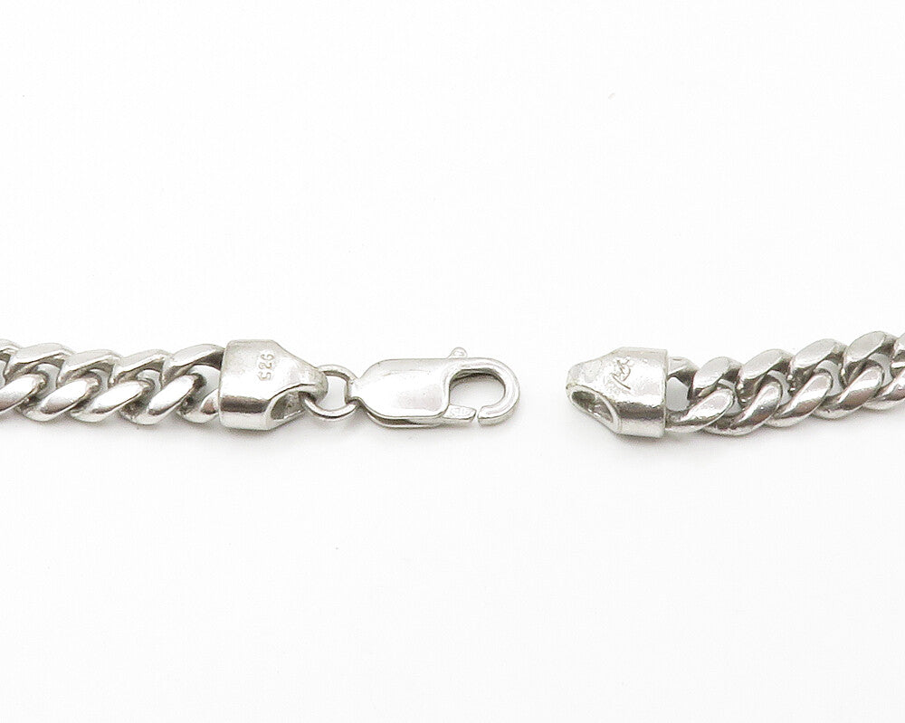 RAGE 925 Sterling Silver Vintage Curved Pendant Curb Chain Necklace NE2360