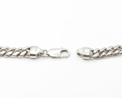 RAGE 925 Sterling Silver Vintage Curved Pendant Curb Chain Necklace NE2360