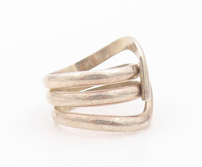 925 Sterling Silver Vintage Ring MEXICO Stacked Rope Effect  SZ 13.5  RG32183
