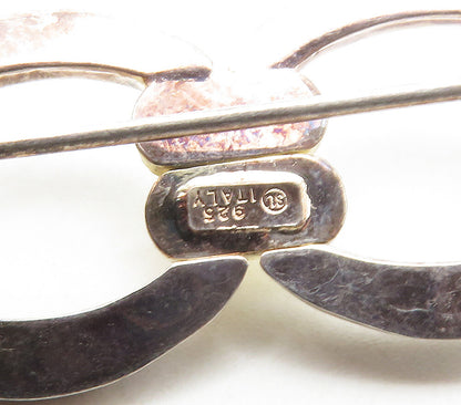 925 Sterling Silver  Vintage Shiny Smooth Two Tone Linked Brooch Pin  BP6438