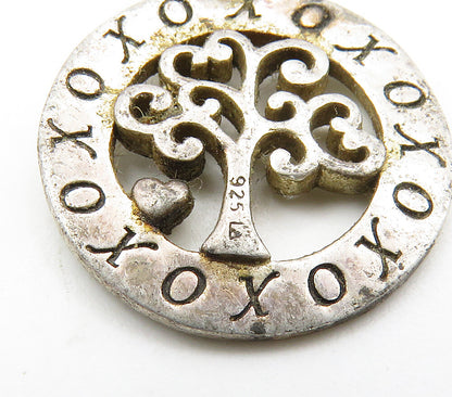 925 Sterling Silver  Vintage My Family My Love Etched Tree Pendant  PT12410