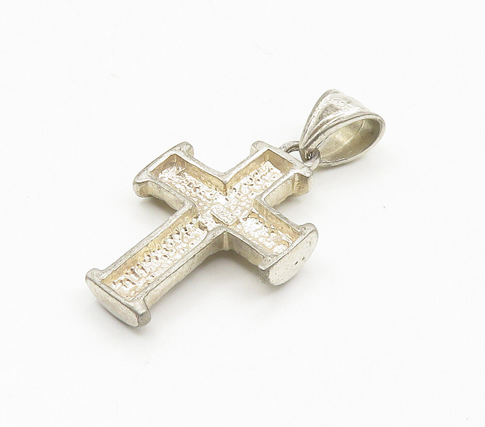 925 Sterling Silver  Vintage Shiny Petite Religious Cross Pendant  PT12089
