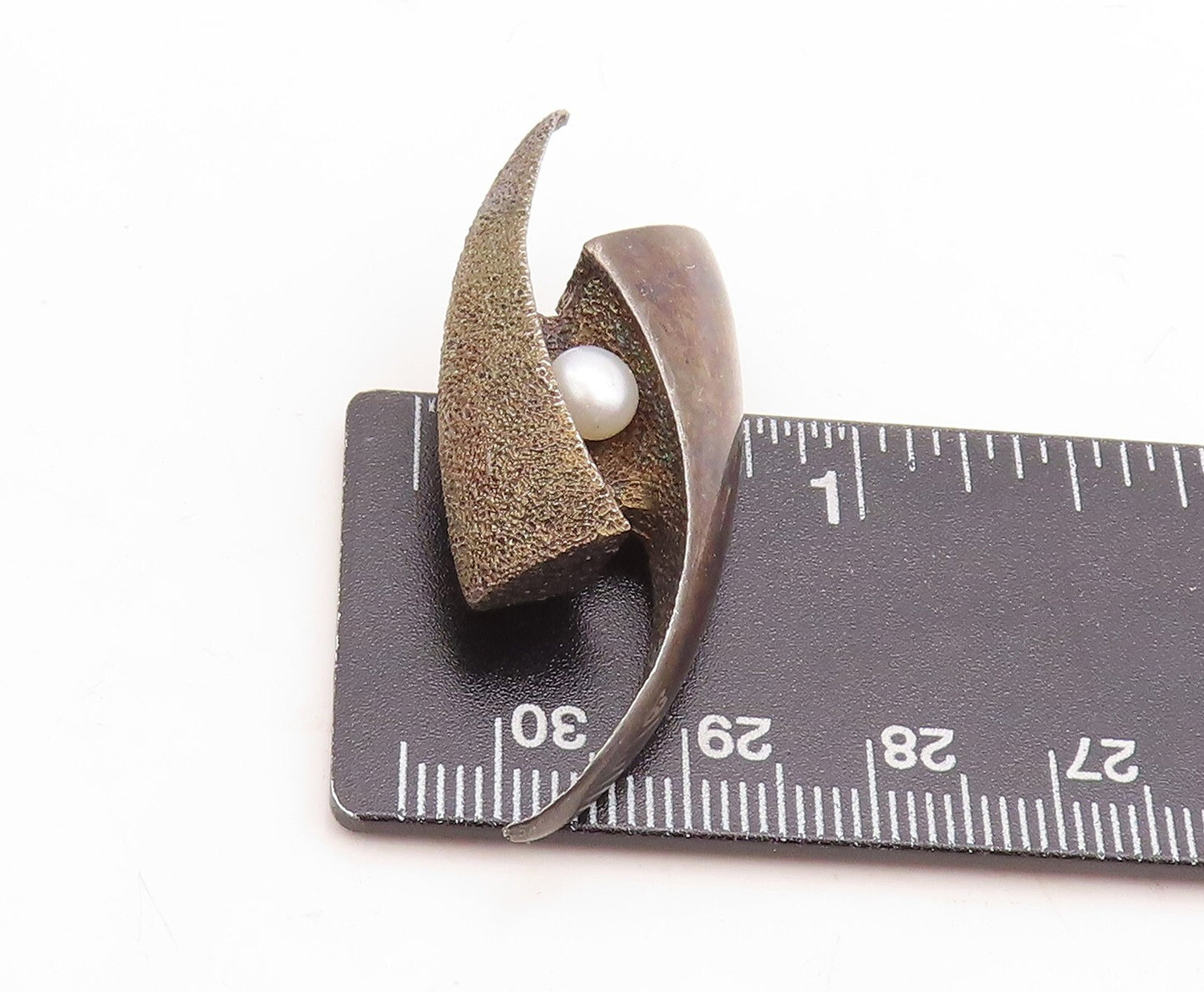 925 Sterling Silver Vintage Brooch Pin Designer Pearl Thunder Cutout  BP11426