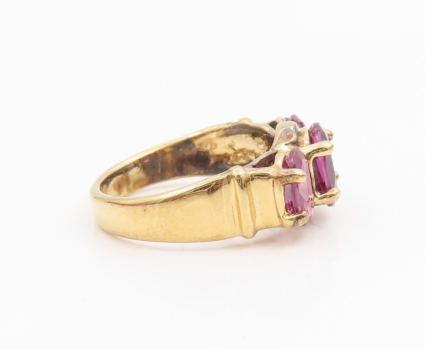 925 Sterling Silver Vintage Ring Gold Plated Elegant Amethyst Band Sz 7 RG35386