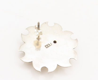 925 Sterling Silver  Vintage Dome Sun Cutout etched Face Earrings  EG12558