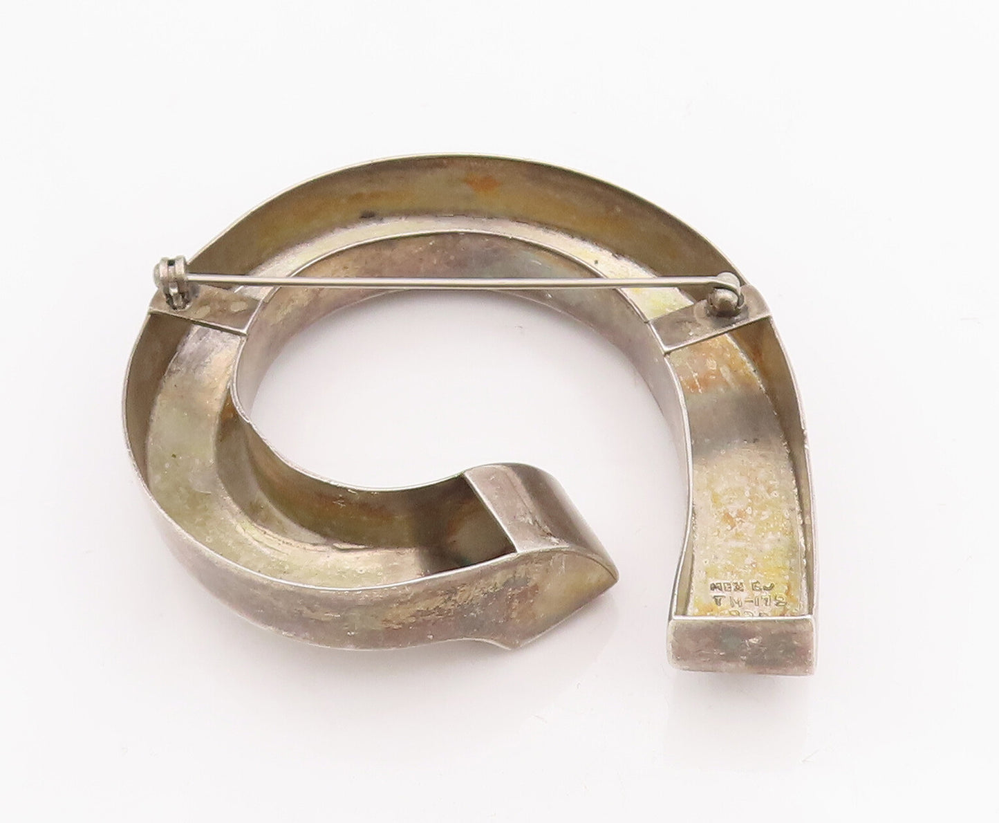 925 Sterling Silver Vintage Brooch Pin MEXICO Solid Large Open Loop  BP11147