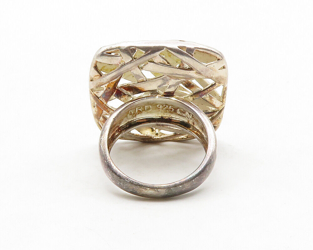925 Sterling Silver  Vintage Interlaced Design Statement Ring Sz 7  RG13817