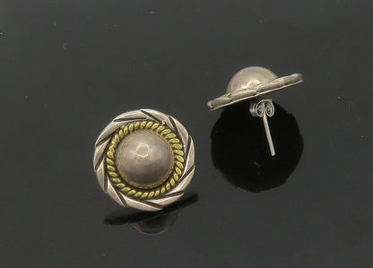 MEXICO 925 Sterling Silver  Vintage Two Tone Twist Dome Drop Earrings  EG10522