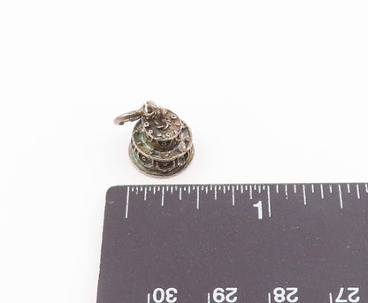 925 Sterling Silver  Vintage Petite Dark Tone Birthday Cake Pendant  PT17512
