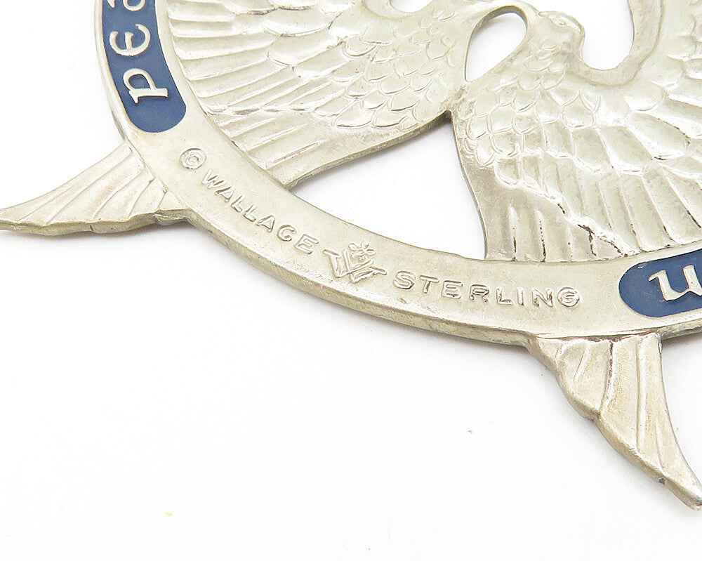 WALLACE 925 Sterling Silver  Vintage Peace On Earth 1973 Doves Pendant  PT8872