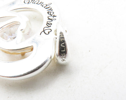 925 Sterling Silver  Shiny Cubic Zirconia Two Tone Love Heart Pendant  PT9976