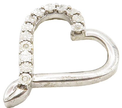 925 Sterling Silver  Genuine Diamonds Open Love Heart Slide Pendant  PT11623