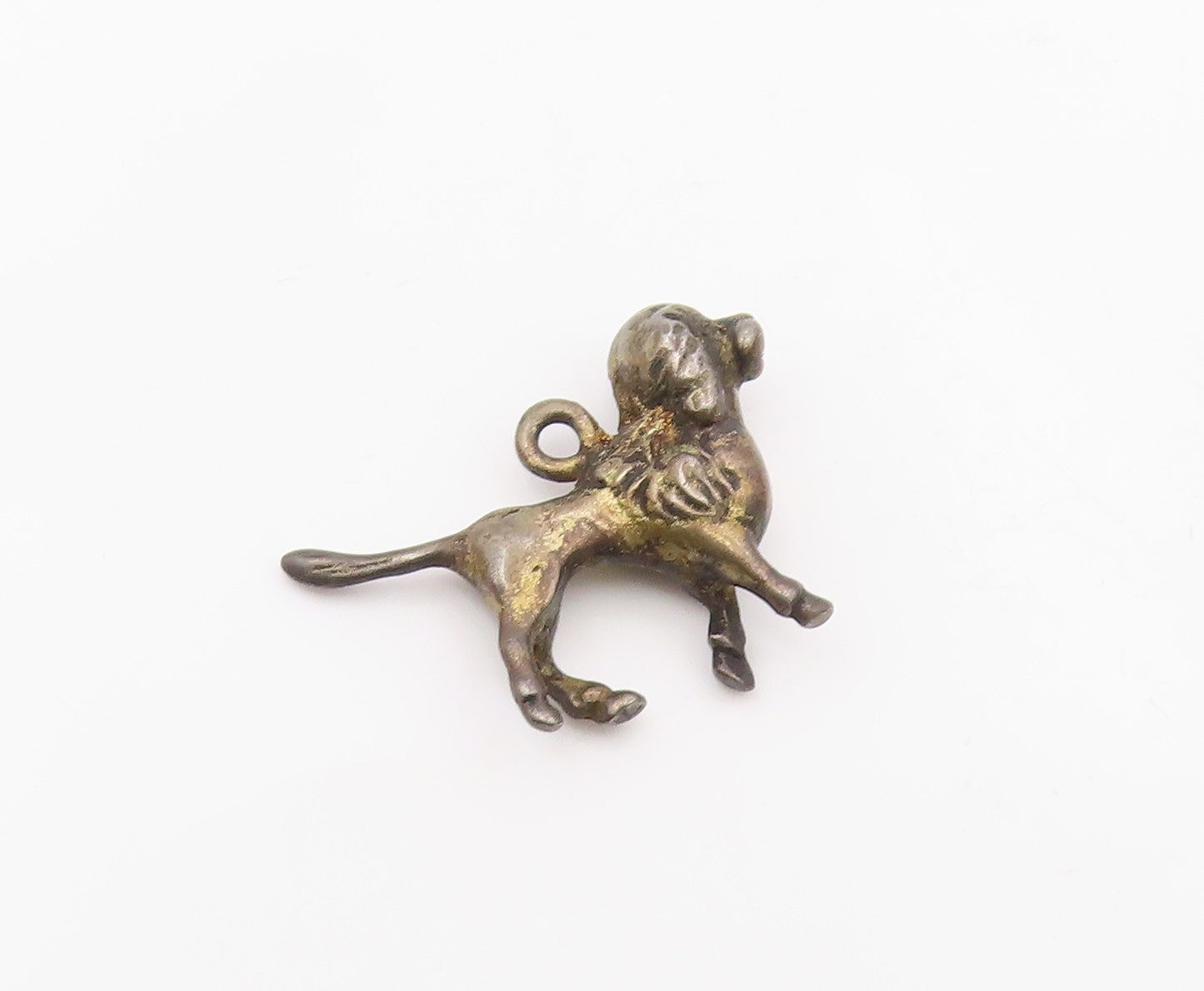 925 Sterling Silver  Vintage Dark Tone Poodle Dog Animal Pendant  PT18514
