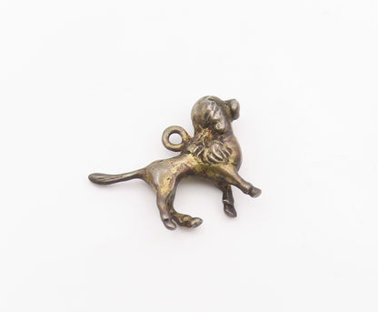 925 Sterling Silver  Vintage Dark Tone Poodle Dog Animal Pendant  PT18514