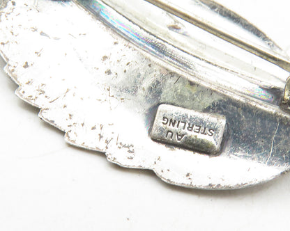 BEAU 925 Sterling Silver  Vintage Shiny Single Leaf Motif Brooch Pin  BP4037