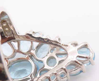 925 Sterling Silver Vintage Ring Designer Multi Cut Blue Topaz   Sz 6  RG33129
