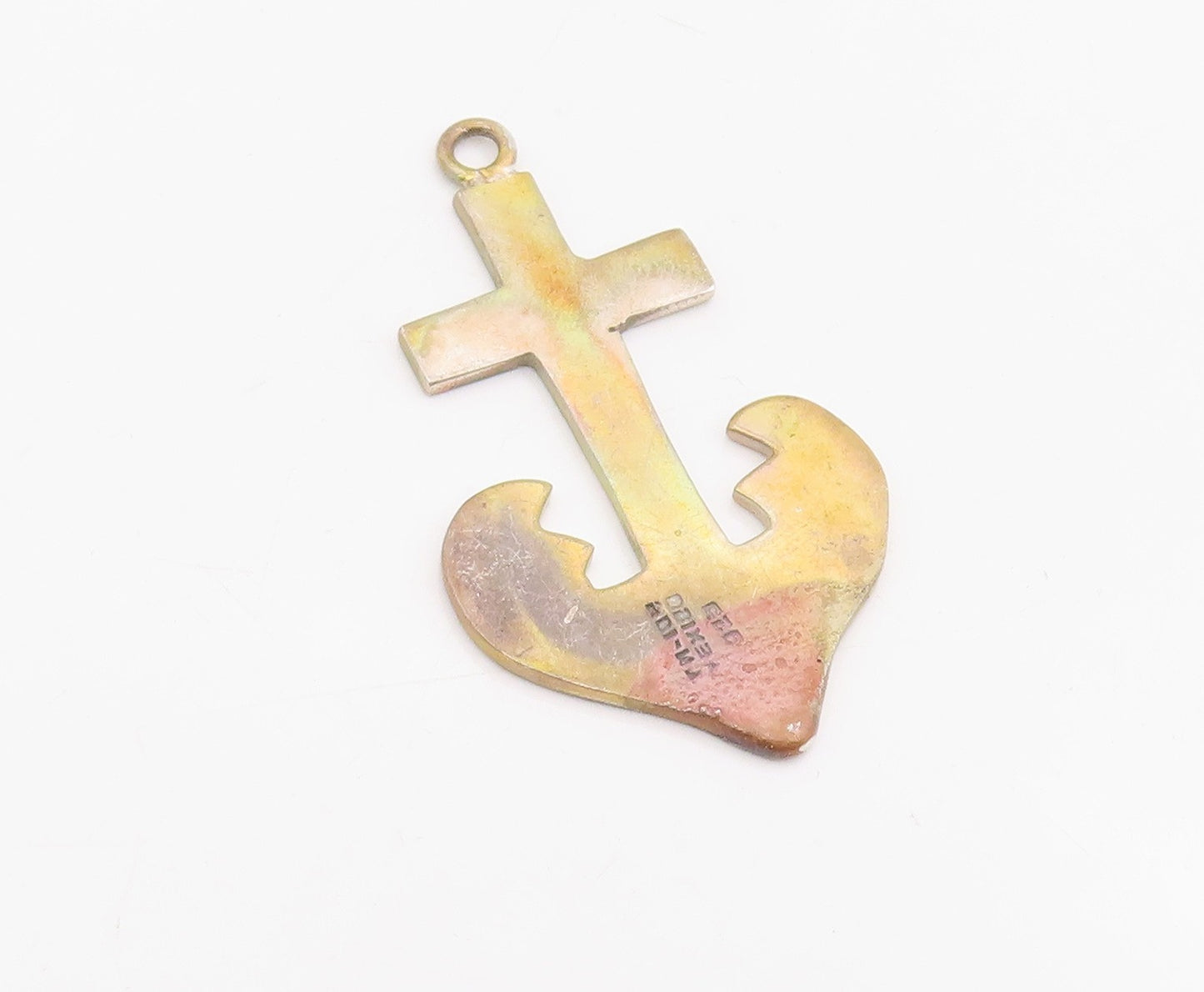 925 Sterling Silver Vintage Pendant Nautical Anchored Religious Cross  PT25725