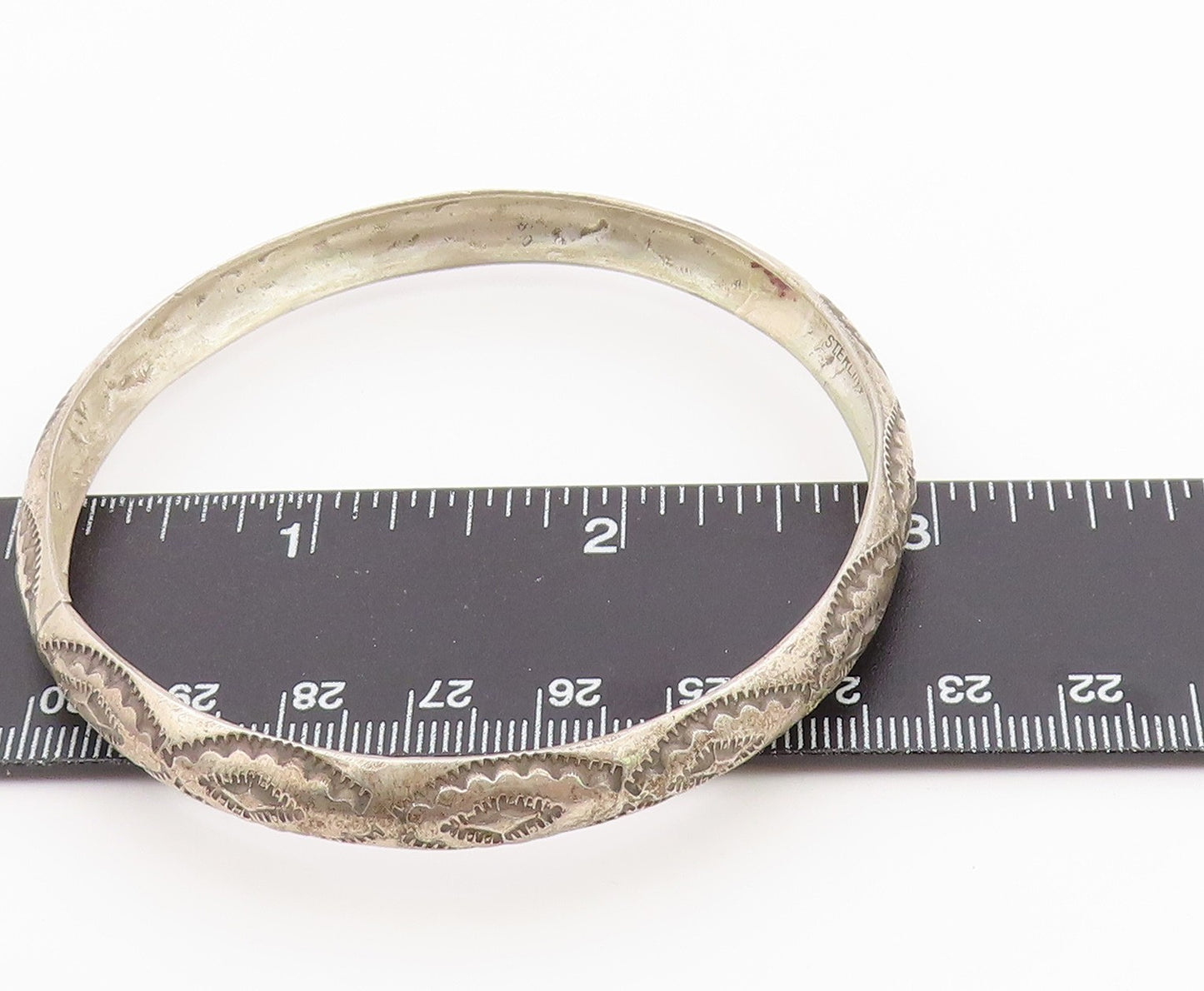 925 Sterling Silver Vintage Bracelet WILBUR TRACY NAVAJO Floral Bangle  BT12159