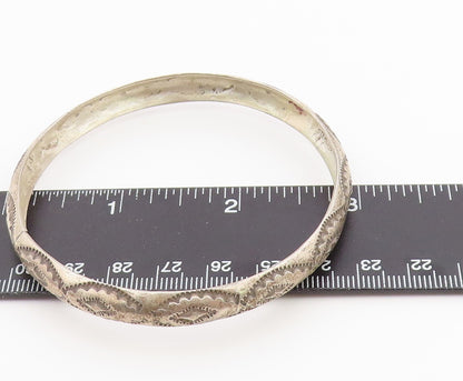 925 Sterling Silver Vintage Bracelet WILBUR TRACY NAVAJO Floral Bangle  BT12159
