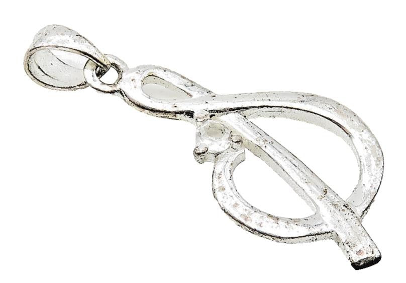 925 Sterling Silver  Vintage Shiny Topaz Open Swirl Design Pendant  PT8423