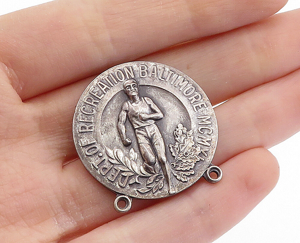 925 Sterling Silver  Vintage Antique Recreation Baltimore Brooch Pin  BP2689
