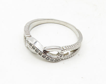 925 Sterling Silver  Petite Topaz Infinity Swirl Shiny Band Ring Sz 9.5 RG9948