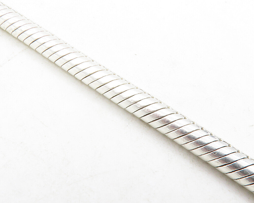 CHAM 925 Sterling Silver  Shiny Stamped Circle Snake Chain Bracelet  BT4702