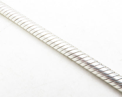 CHAM 925 Sterling Silver  Shiny Stamped Circle Snake Chain Bracelet  BT4702