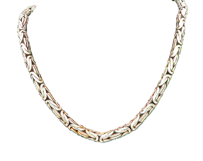 925 Sterling Silver  Vintage Minimalist Byzantine Link Chain Necklace  NE3726