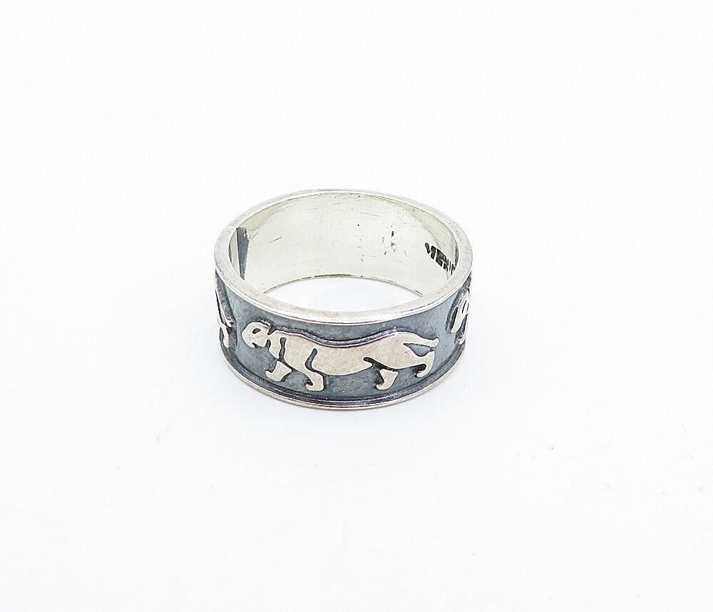 MEXICO 925 Sterling Silver  Vintage Oxidized Animal Band Ring Sz 6.5  RG3861