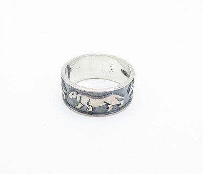 MEXICO 925 Sterling Silver  Vintage Oxidized Animal Band Ring Sz 6.5  RG3861
