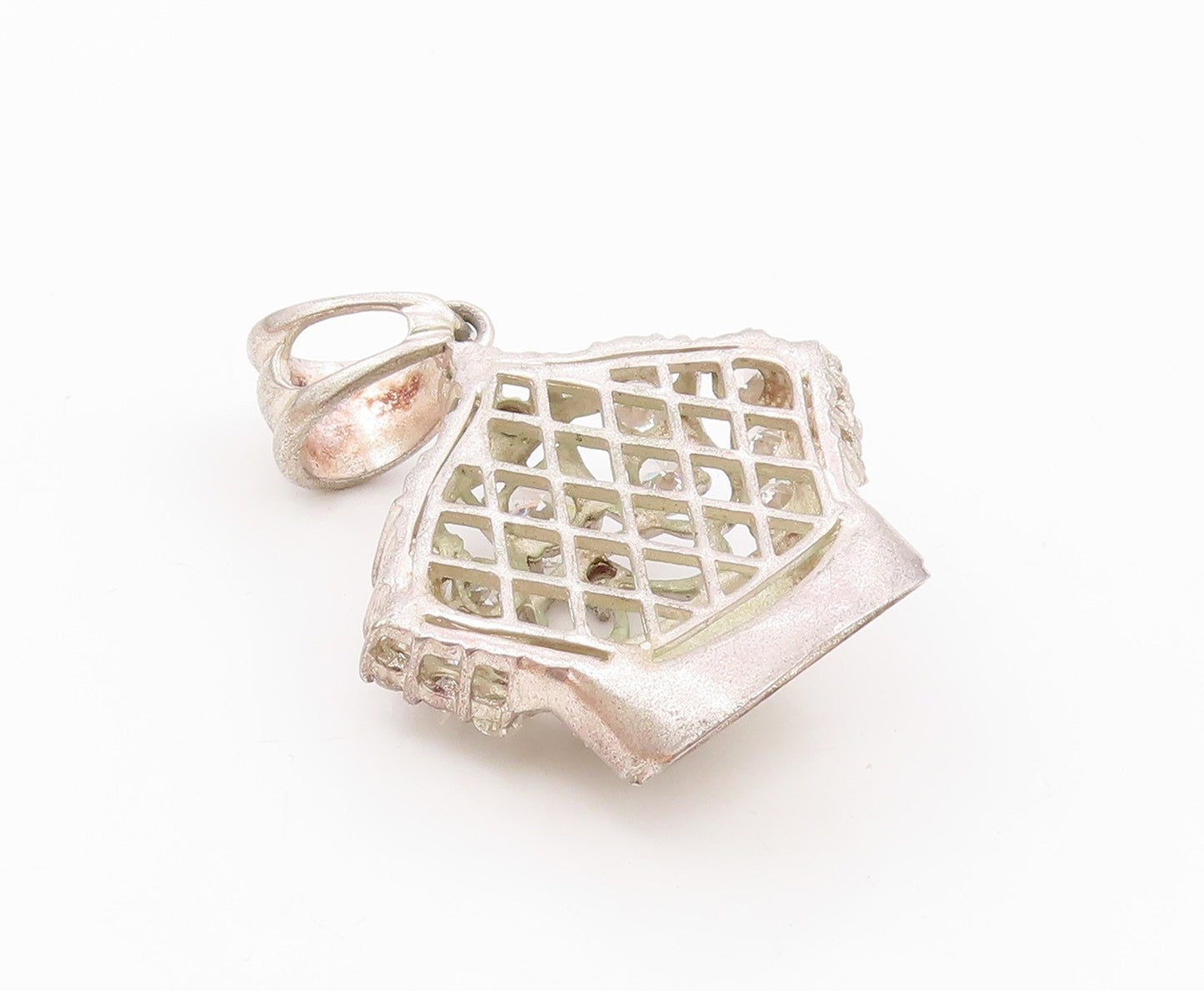 925 Sterling Silver  Vintage Cubic Zirconia Royal Crown Motif Pendant  PT15843