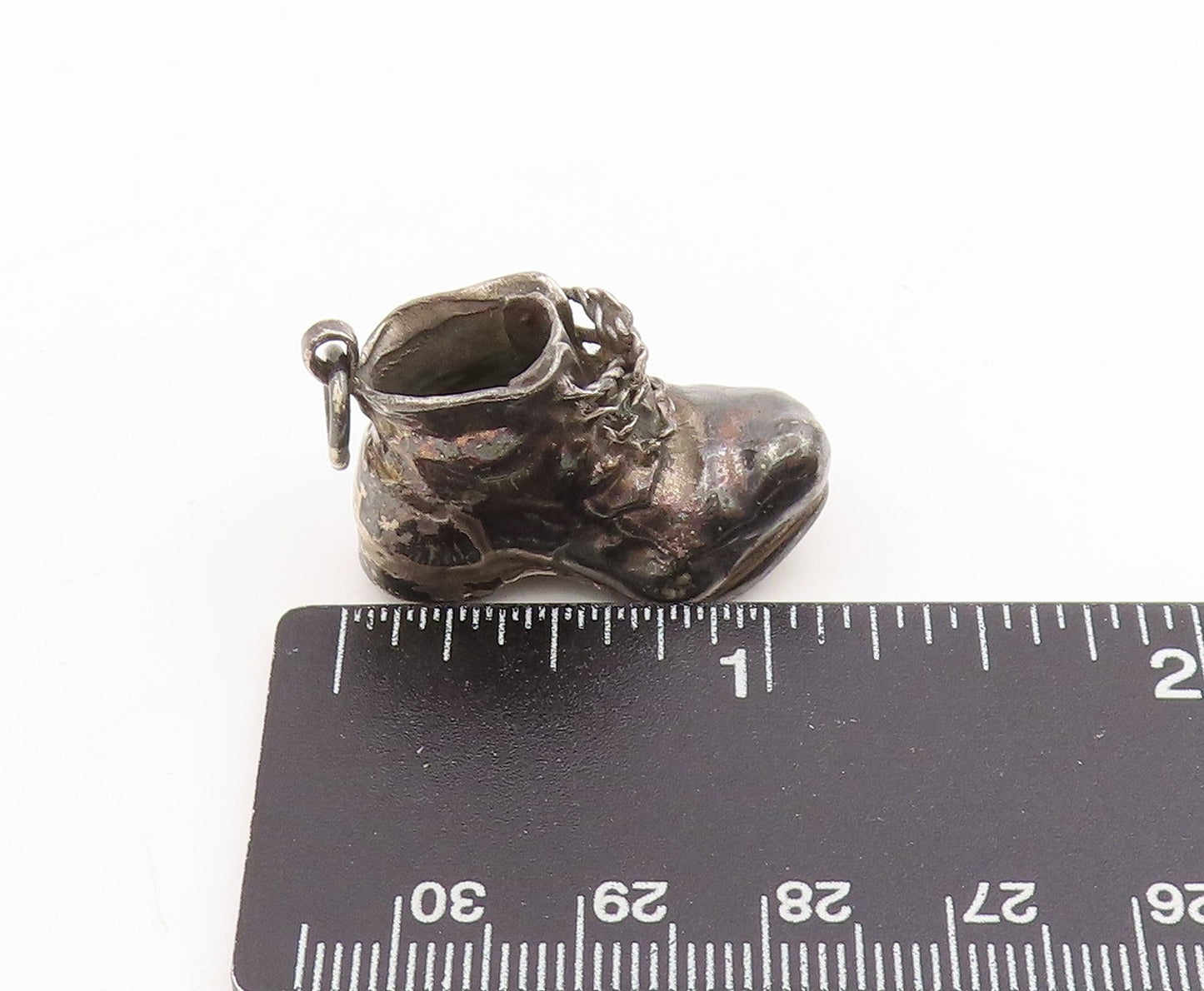 925 Sterling Silver Vintage Pendant Dark Tone Baby Bootie Shoe Charm  PT25268