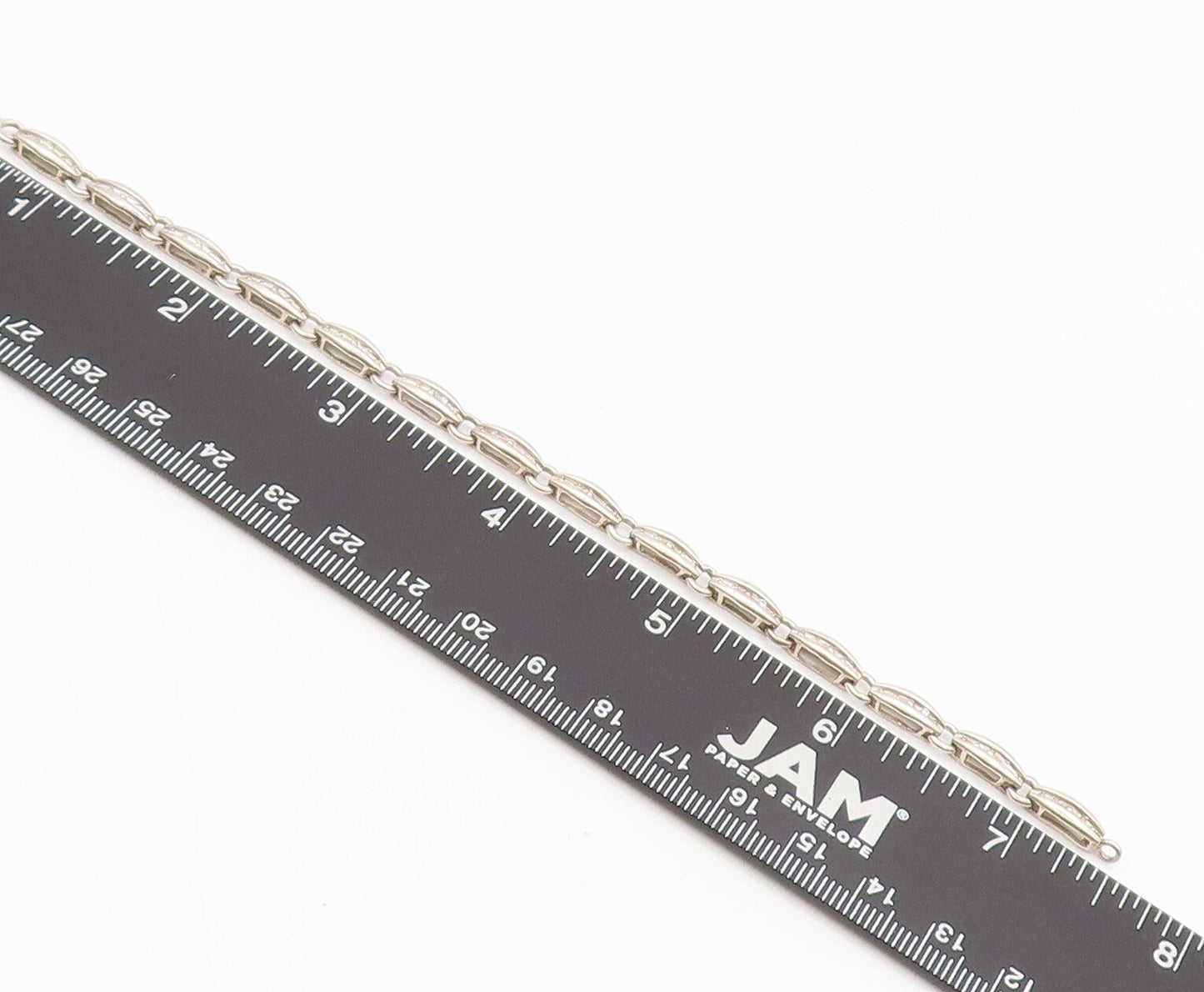 925 Sterling Silver  Vintage Inlay Diamond Band Valley Link Bracelet  BT10120