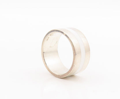 925 Sterling Silver Vintage Ring DARI Minimalist Enameled Ring  Sz 7 RG28548