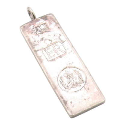 925 Sterling Silver Vintage Pendant Minimalist Geometric Jubilee Ingot   PT26319