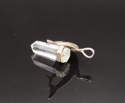 925 Sterling Silver  Vintage Parent & Baby Dolphin Quartz Pendant  PT21003
